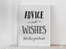 Advice And Wishes For The Graduate PRINTABLE Sign, Graduation Sign, Grad Party Decor, College Graduation