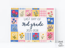 Patchwork Last Day of 3rd Grade Sign, Floral Pastel Printable, End of School Year Photo Prop, Third Grade School Sign Instant Download, 2026