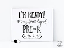 First Day of Pre-K Sign Printable, Back to School Sign, Clean + Chalkboard 1st Day PreK Poster for Boy or Girl