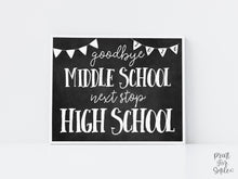 Last Day of Middle School Sign, Next Stop High School Printable, 8th Grade Chalkboard Graduation Photo Prop, Instant Download 2025-2026