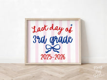 Patriotic Last Day of 3rd Grade Sign, Striped Printable, End of School Year Photo Prop, Girl School Sign, Instant Download 2026