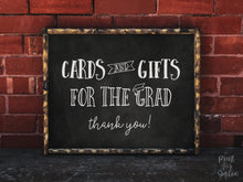 Cards And Gifts For The Grad Sign, PRINTABLE Graduation Party Decor Chalkboard
