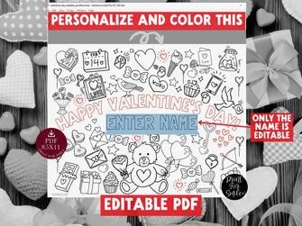 Editable Valentine's Day Placemat PRINTABLE For Kids