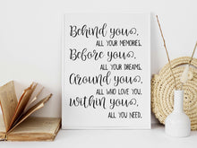 Behind You All Your Memories Sign Graduation Gift Before You All Your Dreams Around You All Who Love You Within You All You Need PRINTABLE