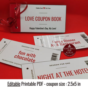 Love Coupon Book Printable Editable Him