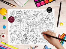 PRINTABLE Valentines Day Placemat For Kids, Coloring Page, Instant Download, Party Activity