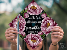 Christian Grad Cap Topper, With God All Things Are Possible Matthew 19:26 Graduation Cap Decor Printable, Bible Verse