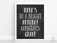 Here's To A Bright Future Congrats Grad Sign, PRINTABLE Graduation Sign, Grad Party Decor, Chalkboard Graduation Sign