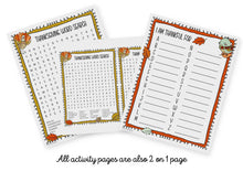 Thanksgiving Activities For Kids PRINTABLE Placemat Banner Word Search Scramble I Am Thankful For Coloring Page I Spy