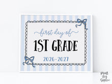 First Day Of First Grade Sign Coquette PRINTABLE, 1st Grade Back To School Sign, Photo Prop, Instant Download, Elegant Whimsical Lace