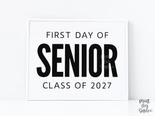 Bold First Day Of Senior Year Sign PRINTABLE, 12th Grade Minimalist Boy Back To School Sign, Photo Prop Simple Modern, Class Of 2027