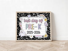 Last Day Of Pre-K Sign Pastel PRINTABLE, Last Day Of School Sign For Girl Photo Prop