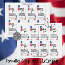 Veterans Day Gift Tags Printable Thank You Happy Military