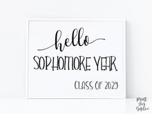 Hello Sophomore Year Sign Printable, First Day Of Sophomore Year, Back To School Sign, Clean, Instant Download