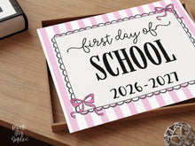 Pink First Day Of School Sign Coquette PRINTABLE, Girl Back To School Sign, 1st Day Photo Prop, Instant Download, Cute Bow