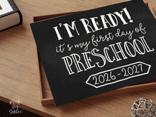 First Day of Preschool Sign Printable, Back to School Sign, Clean + Chalkboard 1st Day Preschool Poster for Boy or Girl