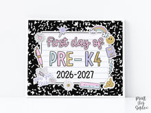 First Day Of Pre-K4 Sign Pastel PRINTABLE, First Day Of School Sign For Girl 1st Day Photo Prop