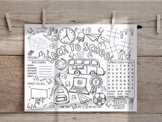 Back To School Placemat PRINTABLE First Day Of School Placemat Coloring Page Activity Sheet