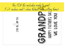Grandad Fathers Day Card Grandpa PRINTABLE