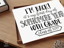 First Day of Sophomore Year 10th Grade Sign Printable, Back to School Sign, Clean + Chalkboard 1st Day Tenth Grade Poster for Boy or Girl