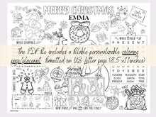 Christmas Coloring Placemats Kids PRINTABLE Personalized