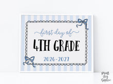 First Day Of Fourth Grade Sign Coquette PRINTABLE, 4th Grade Back To School Sign, Photo Prop, Instant Download, Elegant Whimsical Lace