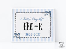 First Day Of Pre-K Sign Coquette PRINTABLE Back To School Sign, Photo Prop, Instant Download, Cute Bow Whimsical Elegant Sign PreK Sign Lace