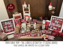 Plaid Hot Chocolate Bar Station Christmas Decor PRINTABLE - 56 Labels + 2 Holiday Signs Cocoa Kit