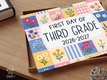 First Day of 3rd Grade Sign Patchwork Printable, Trendy Floral Back to School Sign, Third Grade Pastel Floral Photo Prop, Instant Download