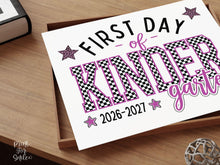 First Day of Kindergarten Sign Printable, Trendy Checkered Leopard Preppy Poster, 1st Day Back To School Sign, Instant Download
