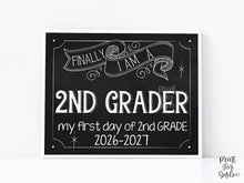 First Day Of Second Grade Sign, 2nd Grade School Sign, Chalkboard PRINTABLE Back To School