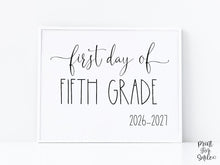 First Day Of 5th Grade Sign Fifth PRINTABLE Back To School Sign Photo Prop