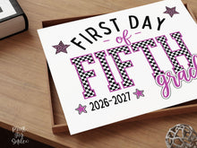 First Day of 5th Grade Sign Printable, Trendy Checkered Leopard Preppy Poster, Fifth Grade 1st Day Back To School Sign, Instant Download