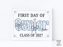 First Day Of Senior Year Sign Modern Grandmillennial 12th Grade Whimsical School Sign Photo Prop Cute Coquette Floral Watercolor PRINTABLE