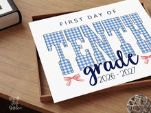Gingham First Day Of 10th Grade Sign Printable, 1st Day Girl Photo Prop, Blue Back To School Sign, Instant Download