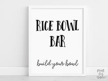 Rice Bowl Bar Sign Printable, Food Station Decor, Graduation Party Decor, Food Bar Sign, Digital Download