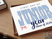 Gingham First Day Of Junior Year Sign Printable, 1st Day Girl Photo Prop, Blue Back To School Sign, Instant Download