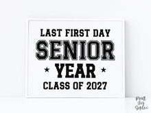 First Day Of Senior Year Sign Boy PRINTABLE Sports Style Last First Day High School Sign, Bold Simple Minimalist Modern Clean