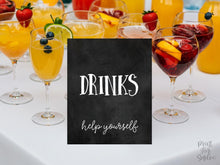 Drinks Sign, Graduation Sign, PRINTABLE Chalkboard Graduation Party Decorations, Table Sign, Grad Party Decor