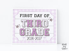 First Day Of Third Grade Sign Glitter PRINTABLE, 3rd Grade Back To School Sign, Whimsical Bold Modern Elegant Girl Photo Prop
