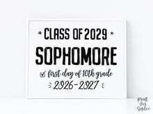 PRINTABLE First Day Of Sophomore Year Sign, 10th Grade School Sign, Class Of 2029, High School Sign, Modern