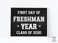 First Day Of Freshman Year Sign Boy PRINTABLE Chalkboard Sports Style, High School Sign, Bold Simple Minimalist Modern