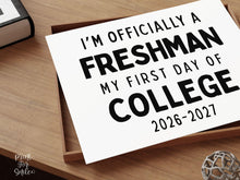 First Day of College Sign Printable, Back to School Sign, Simple + Chalkboard 1st Day College Poster, Clean