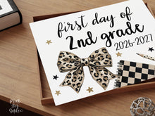 Leopard First Day of 2nd Grade Sign, Trendy Coquette Printable, 1st Day Girl Second Grade Back to School Sign, Bow Polka Dot, Checkered