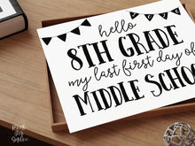 Hello 8th Grade Sign Printable, First Day Of Eighth Grade, Clean Back To School Sign