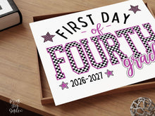 First Day of 4th Grade Sign Printable, Trendy Checkered Leopard Preppy Poster, Fourth Grade 1st Day Back To School Sign, Instant Download