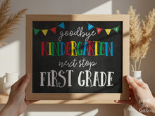 Last Day Of Kindergarten Sign, Kindergarten Graduation Printable, Colorful Chalkboard School Photo Prop