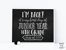 First Day of Junior Year 11th Grade Sign Printable, Back to School Sign, Clean + Chalkboard 1st Day Eleventh Grade Poster for Boy or Girl