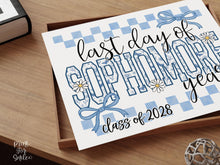 Last Day of Sophomore Year Sign Toile Printable | End of School Year Class of 2028 Photo Prop | Gingham Floral School Sign