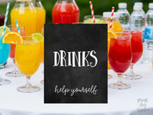 Drinks Sign, Graduation Sign, PRINTABLE Chalkboard Graduation Party Decorations, Table Sign, Grad Party Decor